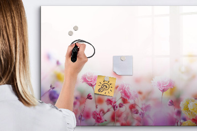 Pizarra borrable de cristal con imanes Tablero floral para fotos y notas