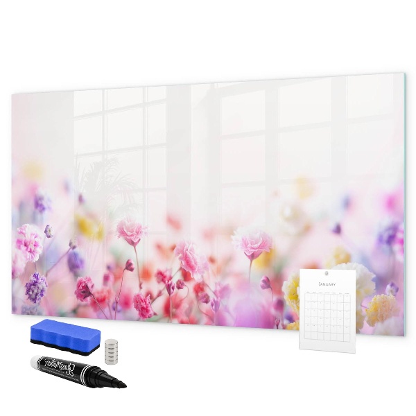 Pizarra borrable de cristal con imanes Tablero floral para fotos y notas