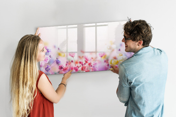 Pizarra borrable de cristal con imanes Tablero floral para fotos y notas