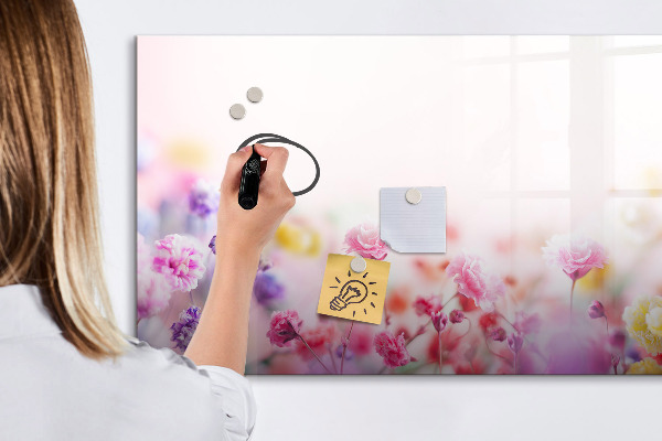 Pizarra borrable de cristal con imanes Tablero floral para fotos y notas