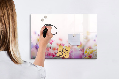 Pizarra borrable de cristal con imanes Tablero floral para fotos y notas
