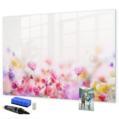 Pizarra borrable de cristal con imanes Tablero floral para fotos y notas