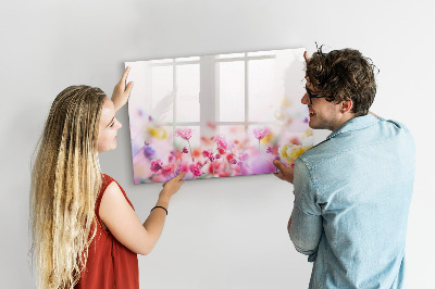 Pizarra borrable de cristal con imanes Tablero floral para fotos y notas