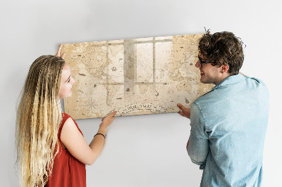 Pizarra borrable de cristal con imanes Mapa del mundo con fotos y accesorios
