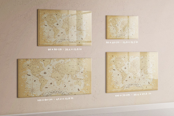 Pizarra borrable de cristal con imanes Mapa del mundo con fotos y accesorios