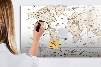Pizarra magnética de pared con rotulador Mapa del mundo con ubicaciones de fotos