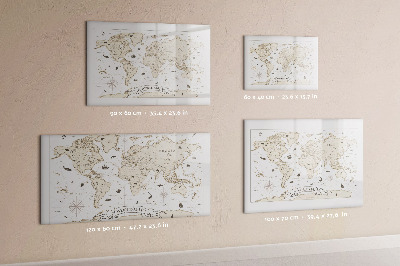 Pizarra magnética de pared con rotulador Mapa del mundo con ubicaciones de fotos