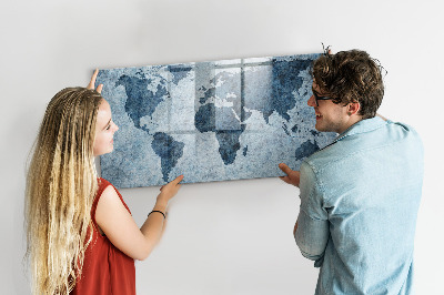 Pizarra magnética de pared con rotulador Un mapamundi con recuerdos personales