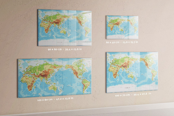Pizarra borrable de cristal con imanes Mapa del mundo con fotos y accesorios