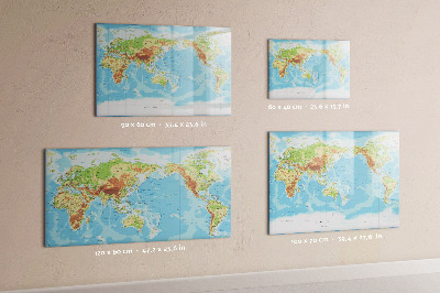 Pizarra borrable de cristal con imanes Mapa del mundo con fotos y accesorios