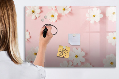 Pizarra borrable de cristal con imanes Motivo floral para presentación fotográfica
