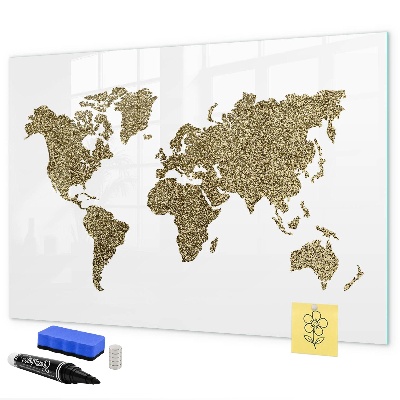 Pizarra magnética de pared con rotulador Mapa del mundo con ubicaciones de fotos