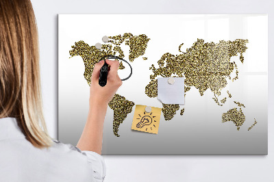 Pizarra magnética de pared con rotulador Mapa del mundo con ubicaciones de fotos
