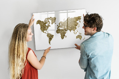 Pizarra magnética de pared con rotulador Mapa del mundo con ubicaciones de fotos
