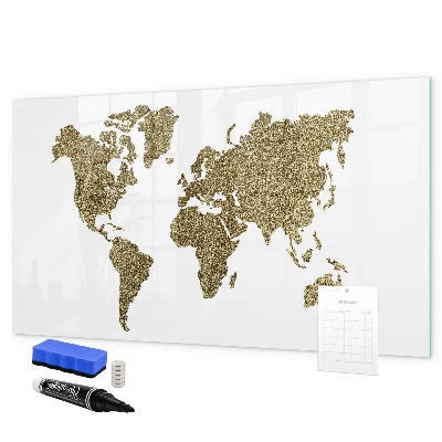 Pizarra magnética de pared con rotulador Mapa del mundo con ubicaciones de fotos