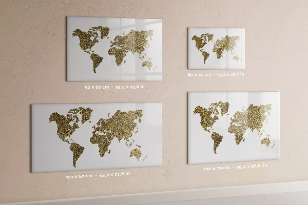 Pizarra magnética de pared con rotulador Mapa del mundo con ubicaciones de fotos