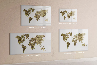 Pizarra magnética de pared con rotulador Mapa del mundo con ubicaciones de fotos