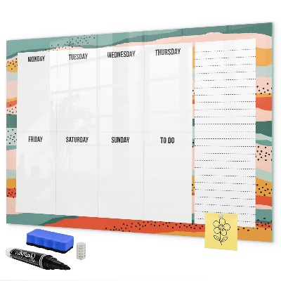 Pizarra magnética de pared con rotulador Planificador semanal con espacio para fotos
