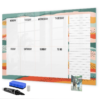 Pizarra magnética de pared con rotulador Planificador semanal con espacio para fotos