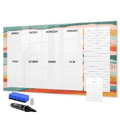 Pizarra magnética de pared con rotulador Planificador semanal con espacio para fotos