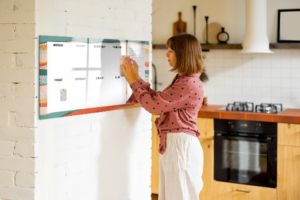 Pizarra magnética de pared con rotulador Planificador semanal con espacio para fotos