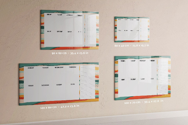 Pizarra magnética de pared con rotulador Planificador semanal con espacio para fotos