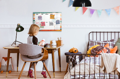 Pizarra magnética de pared con rotulador Planificador semanal con espacio para fotos