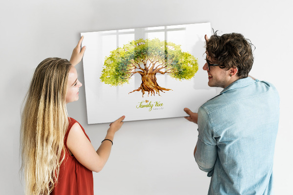 Pizarra borrable de cristal con imanes Árbol genealógico con espacio para fotos