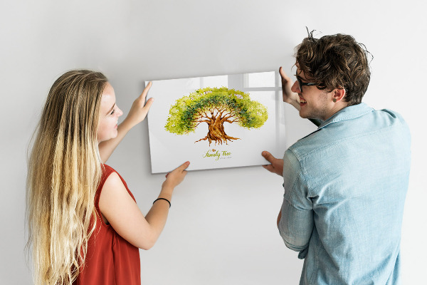 Pizarra borrable de cristal con imanes Árbol genealógico con espacio para fotos