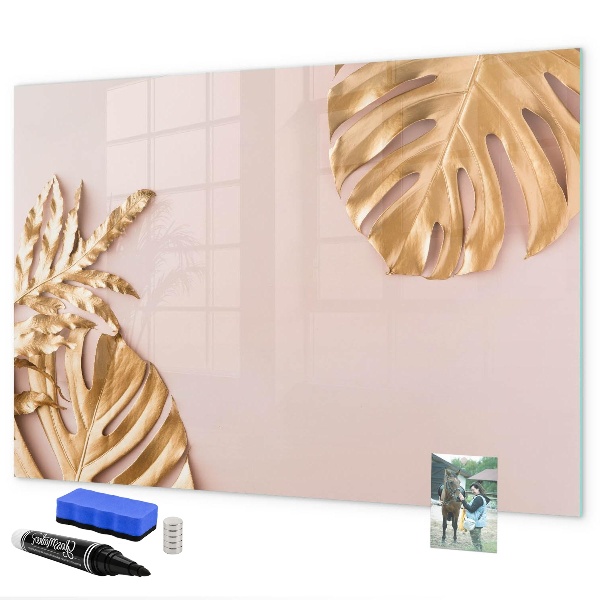 Pizarra borrable de cristal con imanes Un elegante tablero para presentar fotos.