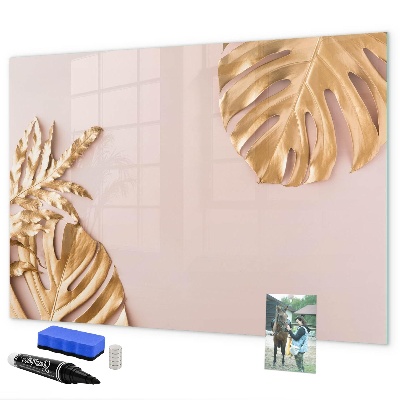 Pizarra borrable de cristal con imanes Un elegante tablero para presentar fotos.