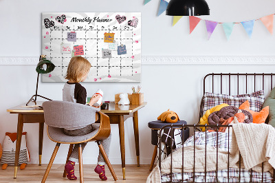 Pizarra magnética de pared con rotulador Planificador mensual con corazones y fotos
