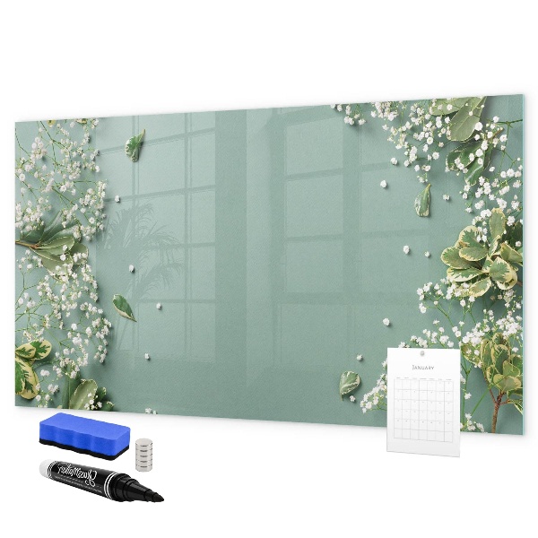 Pizarra magnética de pared con rotulador Un elegante tablero para notas y fotos.