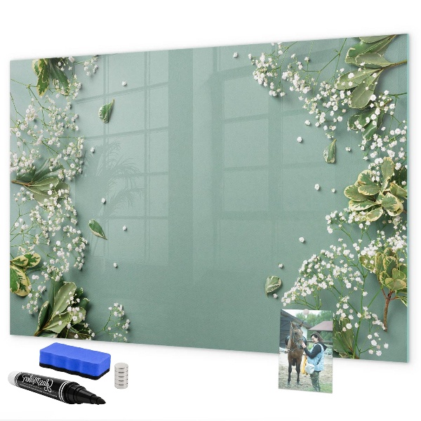 Pizarra magnética de pared con rotulador Un elegante tablero para notas y fotos.