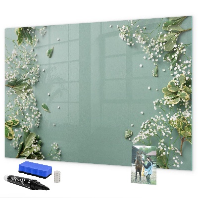 Pizarra magnética de pared con rotulador Un elegante tablero para notas y fotos.