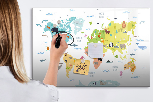 Pizarra magnética de pared con rotulador Mapa mundial interactivo para personalización
