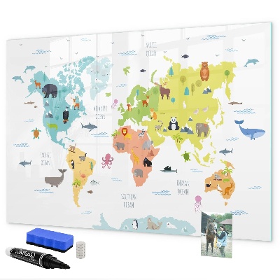 Pizarra magnética de pared con rotulador Mapa mundial interactivo para personalización