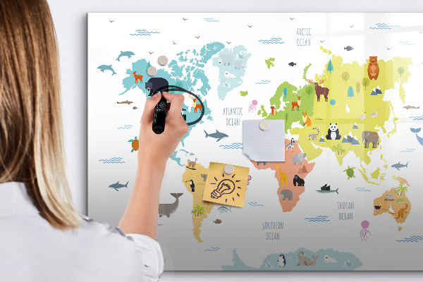 Pizarra magnética de pared con rotulador Mapa mundial interactivo para personalización