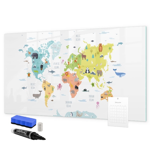 Pizarra magnética de pared con rotulador Mapa mundial interactivo para personalización
