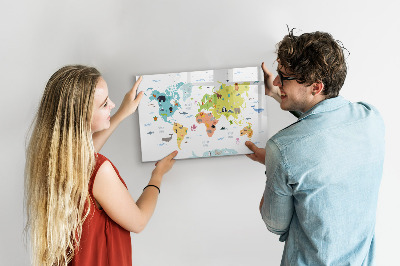 Pizarra magnética de pared con rotulador Mapa mundial interactivo para personalización