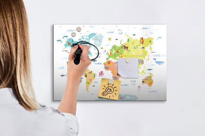 Pizarra magnética de pared con rotulador Mapa mundial interactivo para personalización