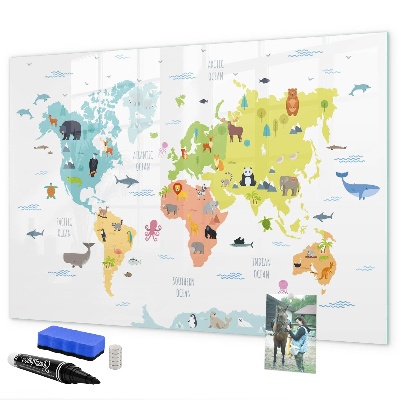 Pizarra magnética de pared con rotulador Mapa mundial interactivo para personalización