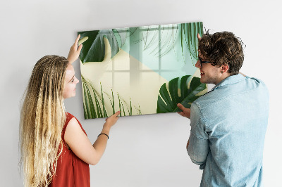 Pizarra magnética de pared con rotulador Tablero de notas elegante con plantas