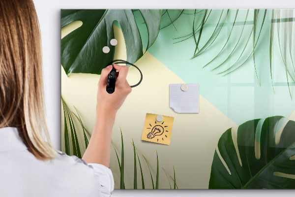 Pizarra magnética de pared con rotulador Tablero de notas elegante con plantas