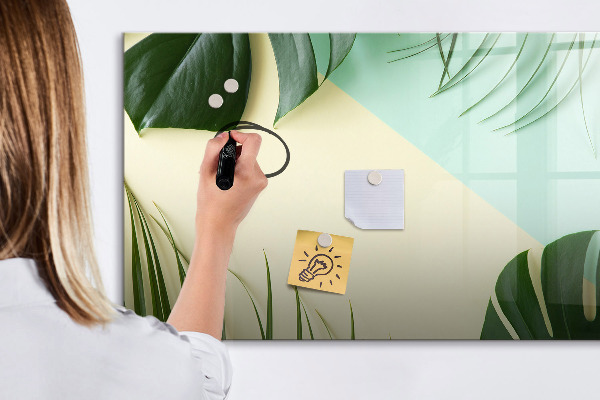 Pizarra magnética de pared con rotulador Tablero de notas elegante con plantas
