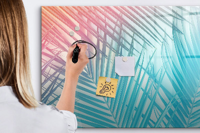 Pizarra borrable de cristal con imanes Un tablero colorido para notas y fotos.