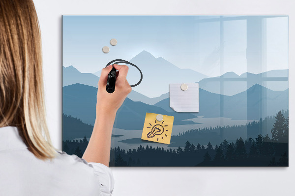 Pizarra magnética de pared con rotulador Un paisaje con un lugar para los recuerdos.
