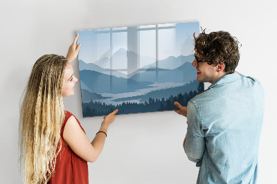 Pizarra magnética de pared con rotulador Un paisaje con un lugar para los recuerdos.