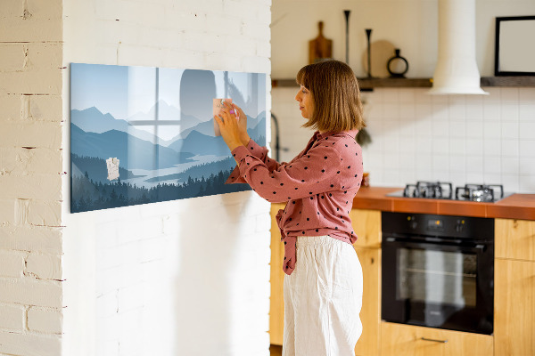 Pizarra magnética de pared con rotulador Un paisaje con un lugar para los recuerdos.