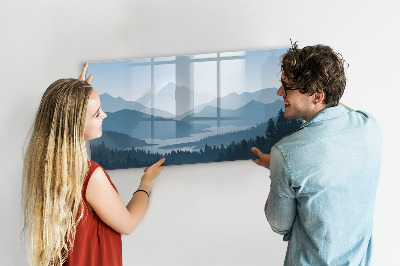 Pizarra magnética de pared con rotulador Un paisaje con un lugar para los recuerdos.